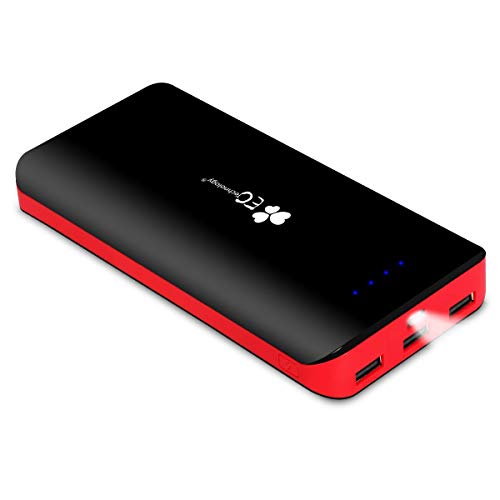 EC TECHNOLOGY Batterie Externe 22400mAh Power Bank Ultra Haute Capacité 3 Ports USB Auto IC Sortie Portable Chargeur Compatible avec iPhone, Samsung Galaxy et Autres Smartphones Noir et Rouge.
