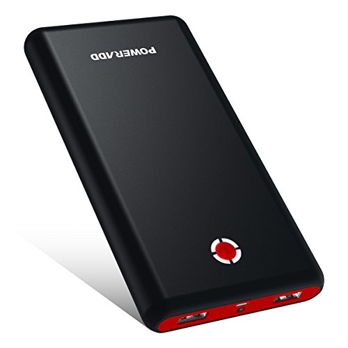 POWERADD Batterie Externe Portable 20000mAh Power Bank Pilot X7 Chargeur avec Deux Port de Sortie (3.1A+3.1A) pour iPhone, iPad, Samsung, Huawei, d'Autres Smartphones - Noir Rouge