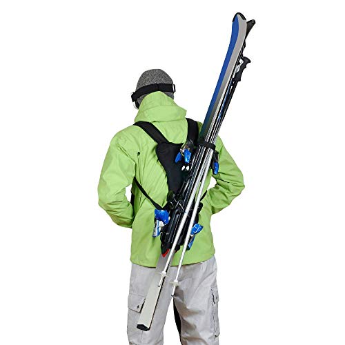 Wantalis - Skiback double - Un produit révolutionnaire pour porter 2 paires de skis en libérant vos mains - Bretelles adaptables et réglables