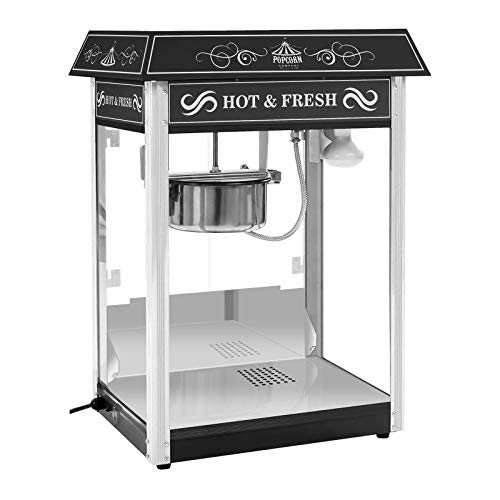 Royal Catering Machine à Popcorn Design USA Noir RCPS-16.2 (1.600W, rendement horaire 5 kg/h, 16 L/h, récipient téflon)