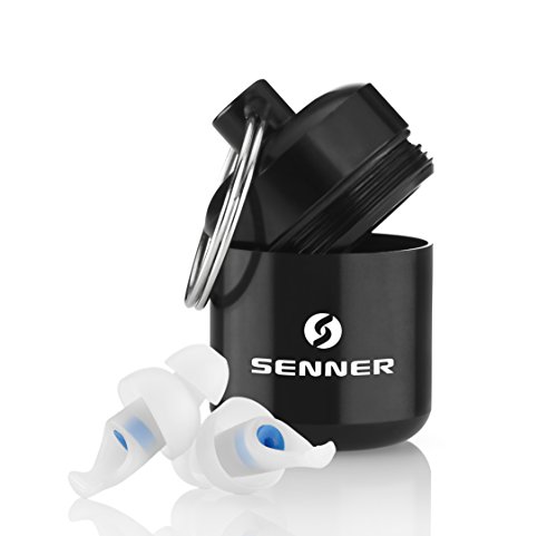 Bouchons d'oreilles Senner SleepPro avec un étui en aluminium, idéal pour dormir, particulièrement facile à transporter et silencieux, réduit les ronflements. Pour utilisations longues et répétées,