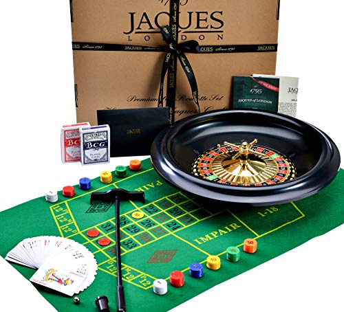 Énorme roulette de luxe de 40cm / 16 pouces - jeu de roulette, avec des cartes de Jacks noir, boules, jouant le tissu - ensemble complet - Jaques de Londres