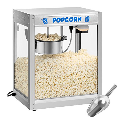 Royal Catering RCPS-1350 Machine a Popcorn Professionnelle (1350 W, env. 6 kg/h, Acier Inoxydable, Revêtement Téflon)