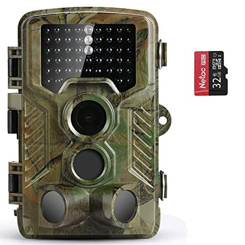Coolife Caméra de Chasse Caméra de Surveillance Étanche 49 LEDs 16MP 1080P HD 25m Grand Angle 125 ° De Vision Nocturne Traque IR Caméra de Jeu Nocturne Infrarouge